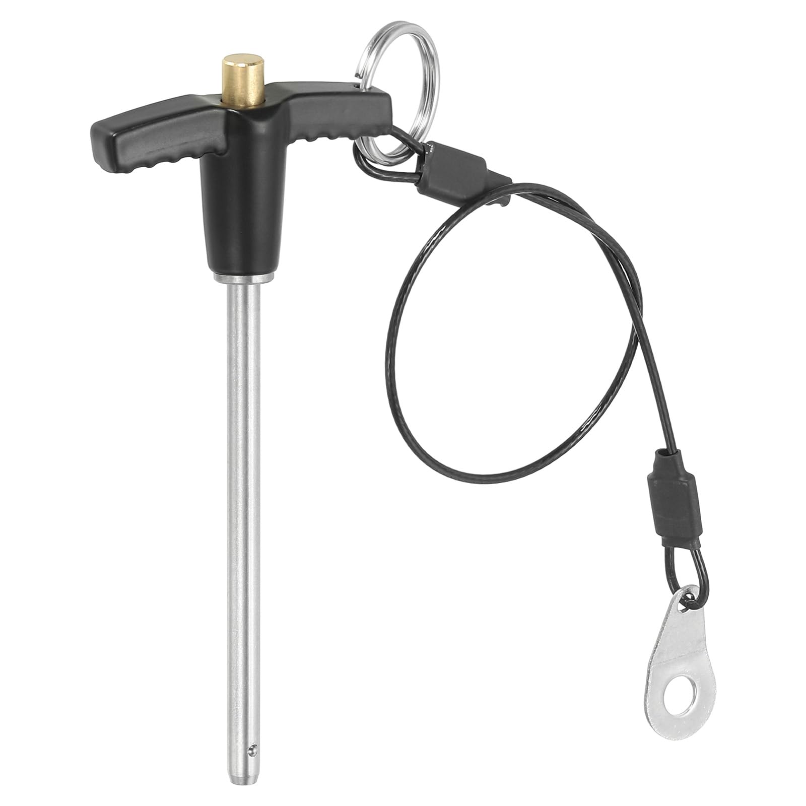 PATIKIL T Handle Lock Pins 3/16 x 2.76" (5 x 70mm), Quick Release Pin 304 Stainless Steel Safety Locating Pins with Push Button 25 cm Lanyard Cable