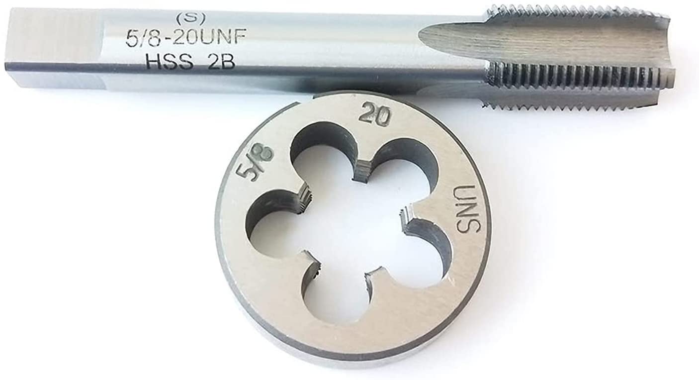 HUAZHICHUN HSS Tap and Die Set,Right Hand Tap,HSS Machine Thread Tap with Round Threading Die 1PC 5/8-20 UNS Tap + 1PC 5/8-20 UNS Die