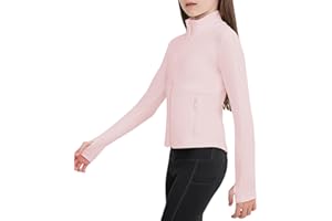 B&GCozy Girls Zip Up Jacket Horse Riding Shirts Athletic Yoga Lightweight Jackets for Girl 6-15 Years