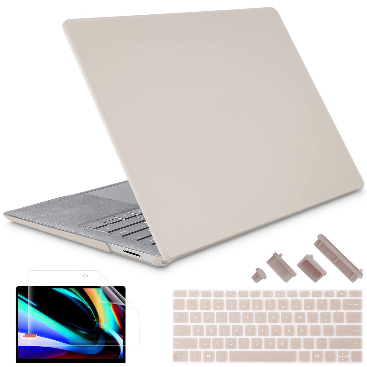 Photo 1 of May Chen Case for 13.5" Microsoft Surface Laptop 3/4/5 with Alcantara Palm Rest Model 1867 1958 1950 (2019 2021 2022), Plastic Hard Shell Case with Keyboard Cover + Screen Protector, Stone