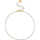 foyjoey Dainty Ankle Bracelets for Women 18K Gold Plated Satellite Beaded Herringbone Lip Chain Anklets Simple Minimalist Summer Beach Foot Jewelry Christmas Gifts