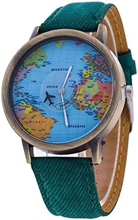 IEason Men Women Watch World Map Design Analog Quartz Watch (Green)