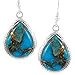 Turquoise Earrings 925 Sterling Silver Copper-Infused Matrix Turquoise (Select Style) (Teardrops)