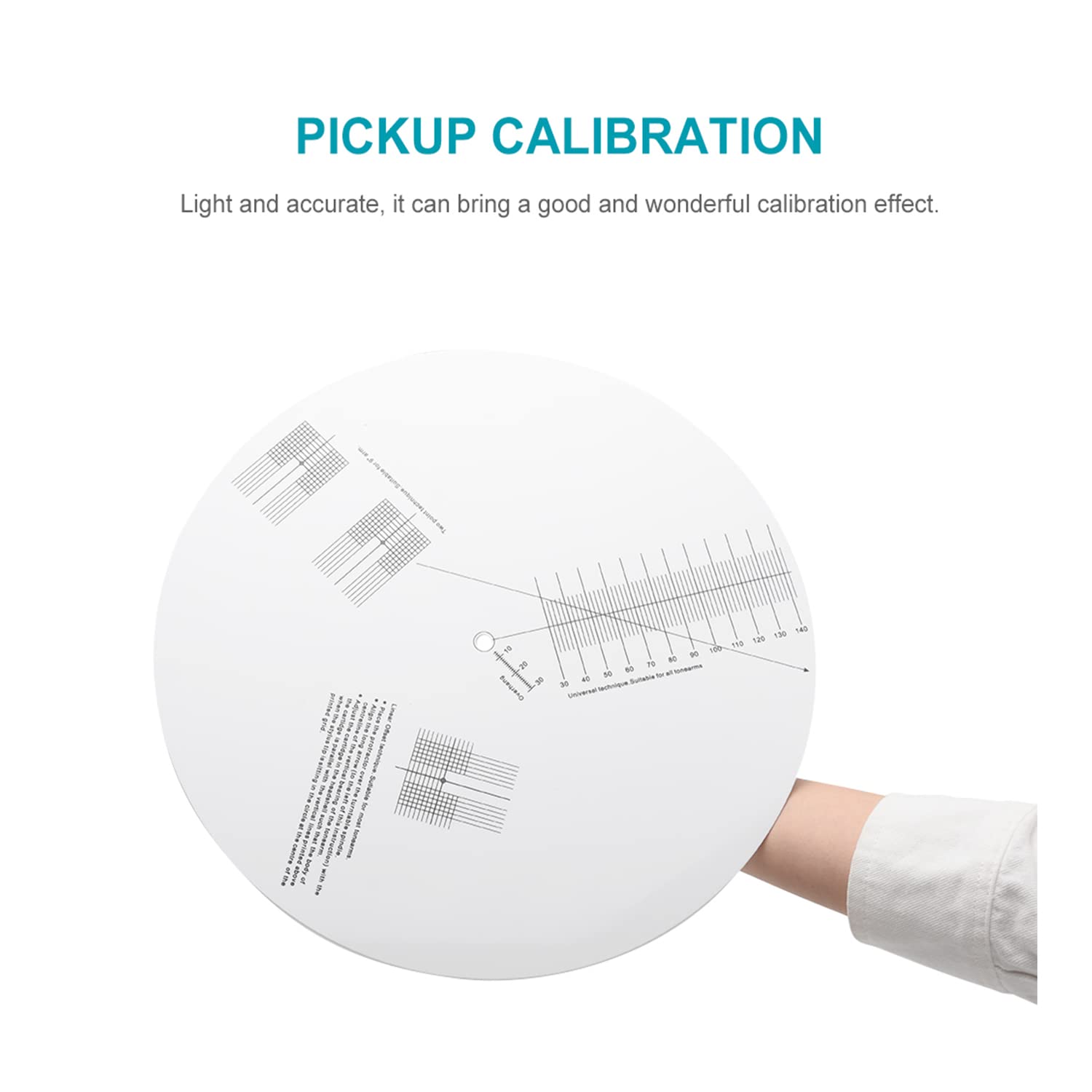 Turntable Cartridge Alignment Protractor Mat, Anti-Sliding LP Vinyl Record Pickup Calibration Plate Distance Gauge Protractor Adjustment Tool Ruler for Turntable Accessories (White)