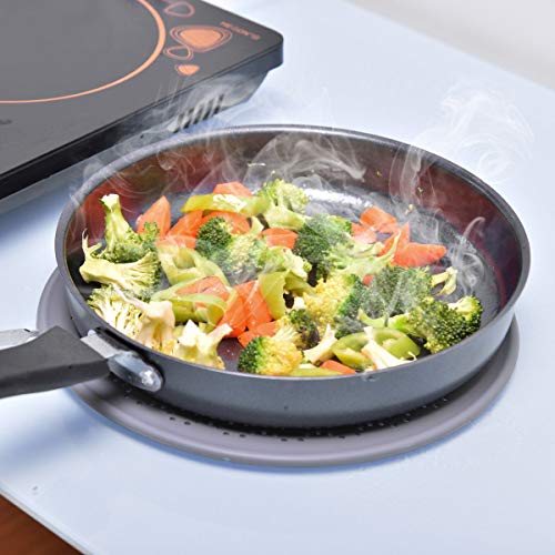 11" Silicone Splatter Screen Pan Cover with Folding Handle, Heat Insulation Cooling Mat