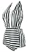 COCOSHIP Black & White Striped Retro One Piece Backless Bather Swimsuit High Waisted Pin Up Swimwear Monokini L(US8)