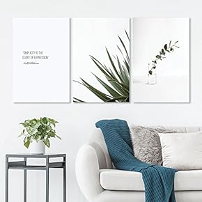 3 Panel Minimalism Style Plants on White Background with The Simplicity Quotes Gallery 16 x24 x 3 Panels