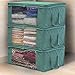 Sorbus Foldable Storage Bag Organizers, Large Clear Window & Carry Handles, Great for Clothes, Blankets, Closets, Bedrooms, and more (3-Pack, Teal)
