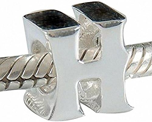 Alphabet Charms Letter Initial A-Z Spacer Bead 925 Sterling Silver - Fits Charms Bracelet, Personalized Xmas Gifts (H)