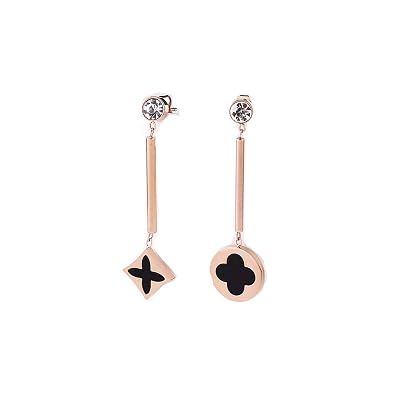 Ricarlett Women&amp;#39;s Fashion Earrings Stainless Steel with Chain and Icon Drop