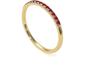 Gemsonclick Choose Your Color Gemstone Eternity Stacking Engagement Ring Gold Plated Vintage Style Promise Band Round Cut Birthstone Ring Gift Jewelery for Women Girls Size 4,5,6,7,9,11,12