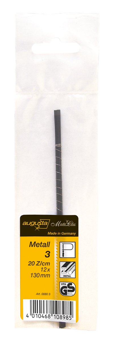 Augusta Fret Saw Blades-Set of 12, 130 MM No. 3 Metal for 3 Fine 0880 AMA