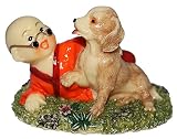 Buddha Boy with Chinese Zodiac Dog Figurine