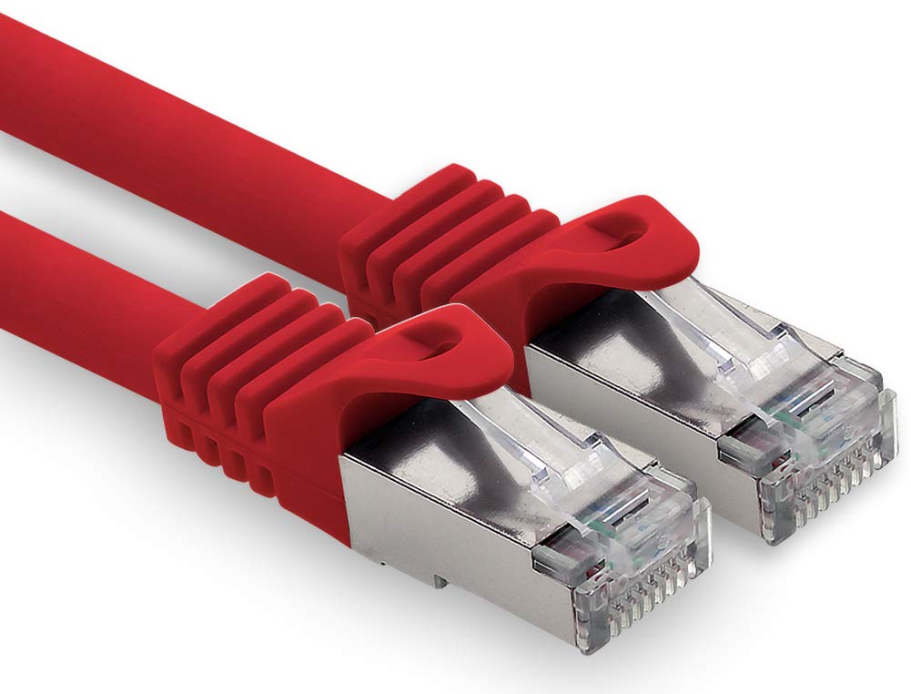 1CONN 0.5m - red - 1 piece CAT.7 computer Ethernet cable network cable (raw cable) patch cable S-FTP LSZH PIMF 10GB s RJ45 plug Cat6a