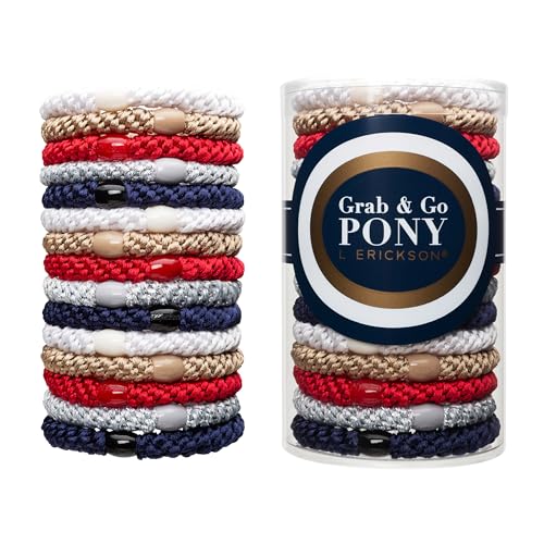 L. Erickson Grab & Go Ponytail Holders, Anchor, Set of Fifteen - Exceptionally Secure with Gentle Hold
