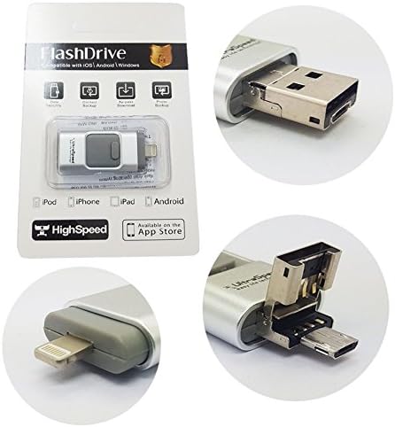 3in1 UltraSpeed 64GB OTG USB Flash Drive Lightning Connector External Memory Expansion for iPad 4/Air/Mini,iPod Touch 5,iPhone 5 5S 5C 6 6s Plus[IOS9 Compatible]Computers and Android Phones.