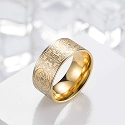 INRENG Men's Stainless Steel Rings Chinese Ancient