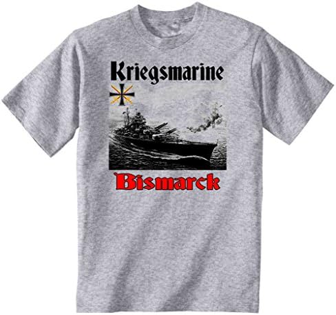 Teesquare1st Men's KRIEGSMARINE BISMARCK Grey T-Shirt
