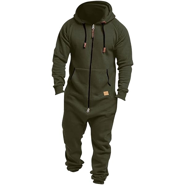 Oanviso Overalls Einteiliges Herren Strampler Sommer Jumpsuit mit Reverskragen Einfarbig Set Hose Lang mit Knopf Mode Casual Overall Hemd Langarm One-piece Schlafanzug Baumwolle Leinen A Grün XS