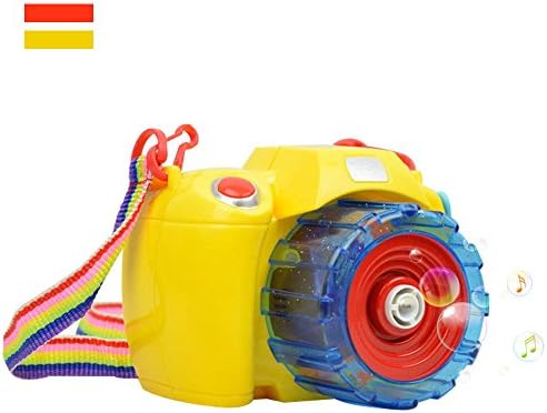 iDeep Bubble Camera, Bubble Maker Bubble Shooter Electric Bubble Making Machines Automatic Camera Shape Bubble Blower for Kids with Light and Music Bubble Gun Yellow