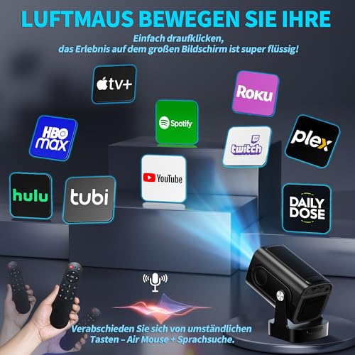 Mini Projector 4K 1080P [2026 New & Automatic Focus] Projector Portable with WiFi 6 and Bluetooth 5.4 with 270° Rotating & Automatic Keystone Correction with HDMI/TV Stick/Memory Stick/Laptop, Black