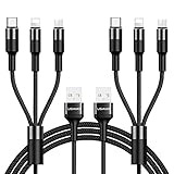 [2 Pack] Multi Charging Cable, YOUSAMS 3 in 1 Nylon Braided Multi USB Charger Fast Charging Cord Compatible with Most Smart Phones & Pads - 5ft/ Black