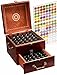 Beautiful 2 Tier Essential Oil Storage Box Organizer with 2 Carry Handles Holds 85 5-30ml & 10ml Roller Bottles (Space for 2oz 4oz Bottles) Free Bottle Opener & 192 EO Labels - Wooden Oil Case Holder