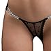 Iooho Women's Crystal Chain G-String Sheer Lace Micro Bikini Thong Sexy Lingerie T-Back Panties, Black, Free Size