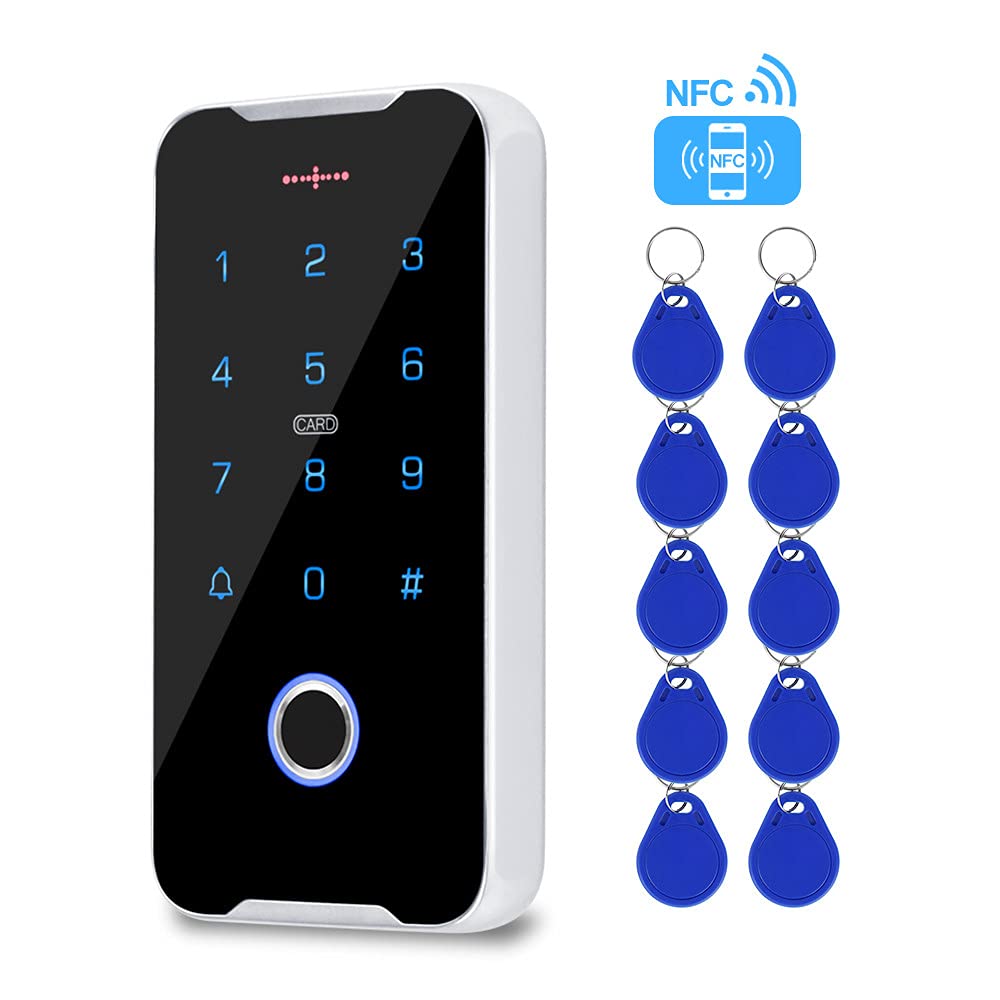 Gaocinys Fingerprint RFID Access control Keypad Waterproof Metal Door Opener 13.56MHz IC Controller Support NFC Phone Outdoor Use WG26