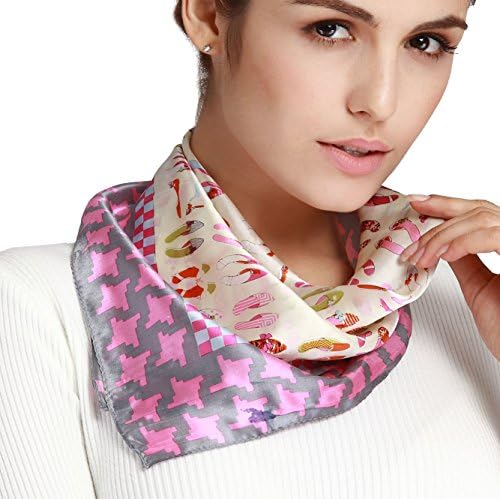 Butterfly Rose Women's Girl's 100% Mulberry Silk Square Scarf 20"x 20"(multi Patterns) (Pattern 9)