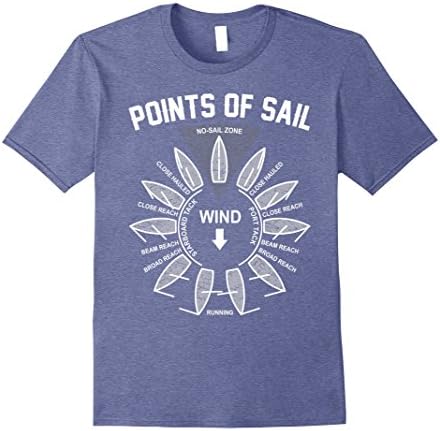 Men's Points Of Sail Shirt: Sailing Boat Wind Sailor Gift T-Shirt XL Heather Blue