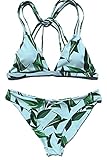 Cupshe Fashion Women Leaves Printing Strappy Bikini Set (L)