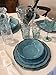Le Cadeaux Allegra Turquoise Dinner Plates, Accent Plates & Cereal Bowls 12-Piece Dinnerware Set (Service for four)