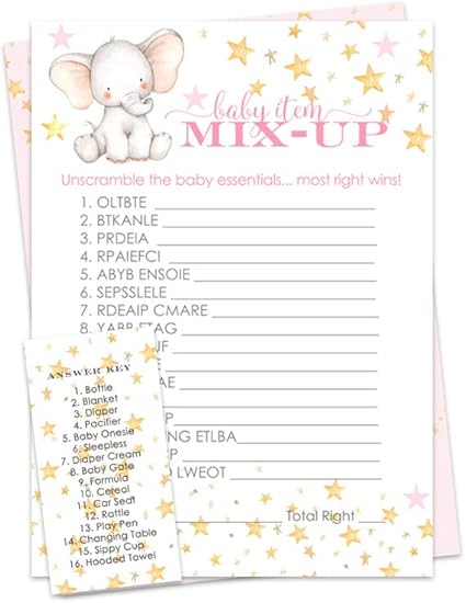 Amazon Com Paper Clever Party Pink Starry Elephant Word Scramble