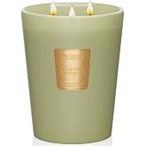 M&amp;SENSE Eucalyptus Cedarwood Soy Candle, 35oz 3-Wick, Woody Relaxing Spa | 150H Long Burn, Non-Toxic, Large Candles, Bathroom Relaxation, Meditation, Stress Relief, Calming Home Fragrance