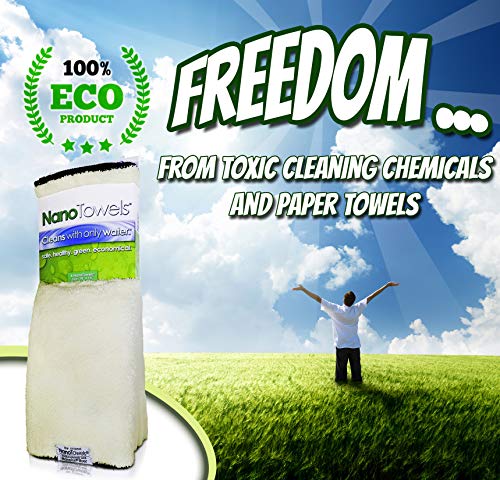 Life Miracle Nano Towels - Amazing Eco Fabric That Cleans Virtually Any Surface with Only Water. No More Paper Towels Or Toxic Chemicals. 4-Pack (14x14, Vanilla) - Thumbnail 3