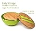Jumbl Bamboo Salad Bowl Bamboo-Fiber Bowl Set with Lids & Inset Utensils - Lids Double As Cutting Boards - Smaller Bowl Nests Perfectly Inside Larger for Easy Storage, Green