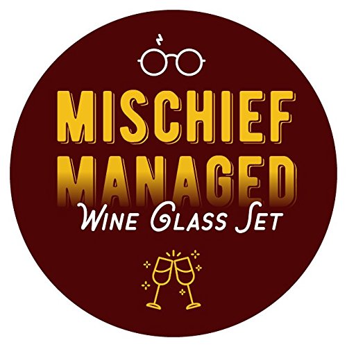 National Etching Mischief Managed Wine Glass Set (12.5oz stemmed)