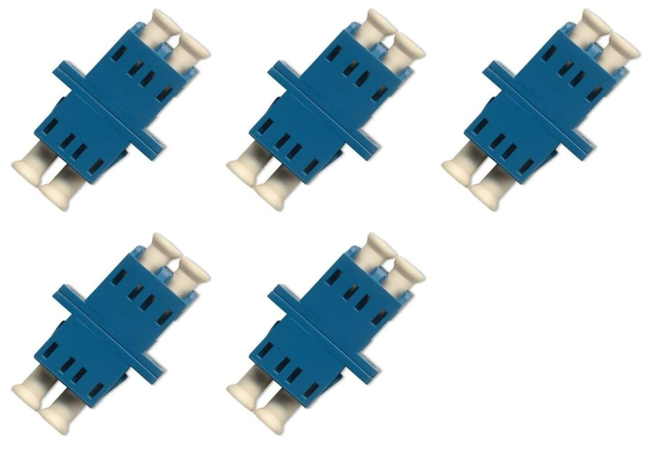 FIBAsource Fibre Optic LC to LC Adapter Singlemode UPC Duplex Horizontal Color: SM Blue (Female to Female) - 5 Pack Fibre Optic Extender (LC/UPC-LC/UPC Duplex)