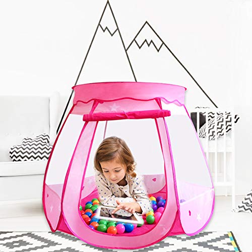 Gentle Monster Pop Up Princess Tent, Pink Princess Castle for Toddlers and Girls (No Assembly Required), Easy to Fold and Carry, Playhouse Suitable for Indoor or Outdoor Use - Thumbnail 2