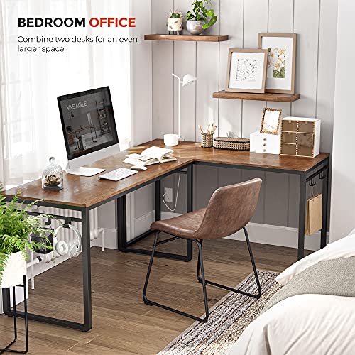 VASAGLE ALINRU Computer Desk, 55Inch Writing Desk, Office Desk with 8