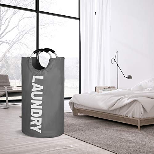 Epicord 82L Large Laundry Basket (6 Colors), Collapsible Fabric Laundry Hamper, Foldable Clothes Bag, Folding Washing Bin (Dark Grey)