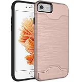 iPhone 7 case, Amuoc Dual Layer Advanced Shock Absorption Protective with Card Holder and Kickstand Wallet Case Heavy Duty Bumper for iPhone 7