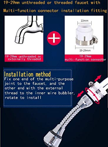 Bonaweite 360 Degrees Rotate Faucet Nozzle with Adjustable Faucet Joint Water-Saving Filter Sprayer Sprinkler Tap Water Bubbler Aerator Connector Faucet Accessories - 2 Pack