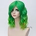Amback Probeauty Green Ombre Short Curly Wig, Women Lolita 40cm Gradient Wave Halloween Wig