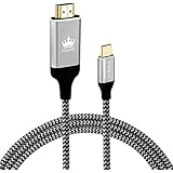 USB C to HDMI, KINGONE Braided 4K@60HZ USB Type C to HDMI Cable 6ft (Thunderbolt 3 Compatible) for 2017/2016 Macbook Pro, 2015 New Macbook, 2017 iMac, Galaxy S8/S8+, LG G5, Google Chromebook and More
