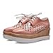 Carol Shoes Fashion Women's Pierced Lace-up Shiny Hollow Wedge Mid Heel Oxfords Shoes