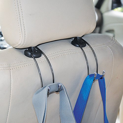 GCA Car Seat Holder Coat Clothes Hook Back Purse Bag Hanging Hanger Organizer - 2 pack (Black)