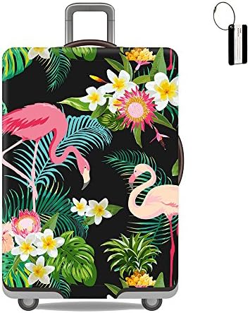 Travel Luggage Cover Suitcase Protector Flamingos Bag & Luggage Tag Fits 18-32 Inch Luggage (XL(29-32 inch luggage), Flamingos)