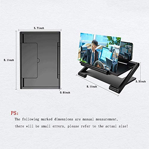 Mtianxy Amplificador de Pantalla para teléfono móvil de Alta definición con Soporte de Escritorio Plegable con Lupa para teléfono móvil